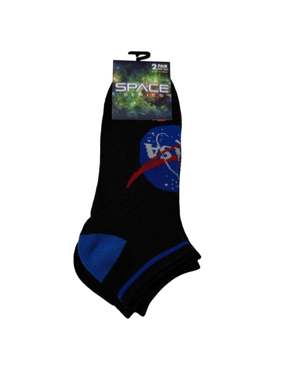 NASA Space Series Ankle Socks 2 Pair Adult 7-12 Rocket Planet Stars